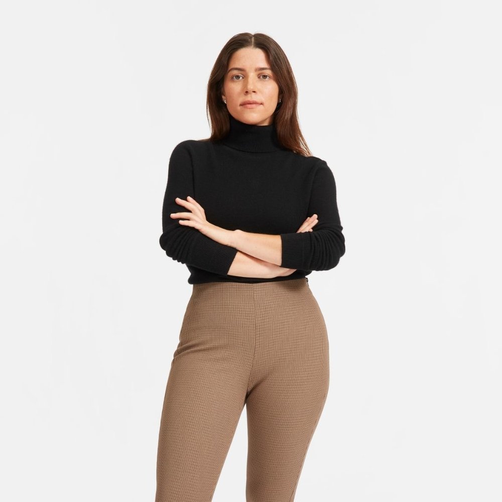 Everlane Curvy Side-Zip Work Pant Houndstooth